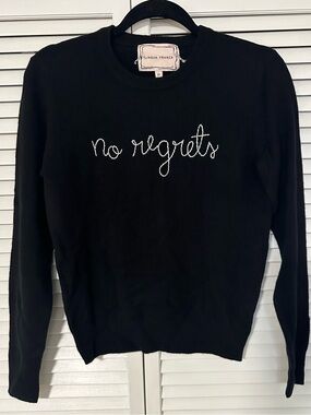 Lingua Franca Black 'no regrets' Embroidered Cashmere Crewneck Sweater